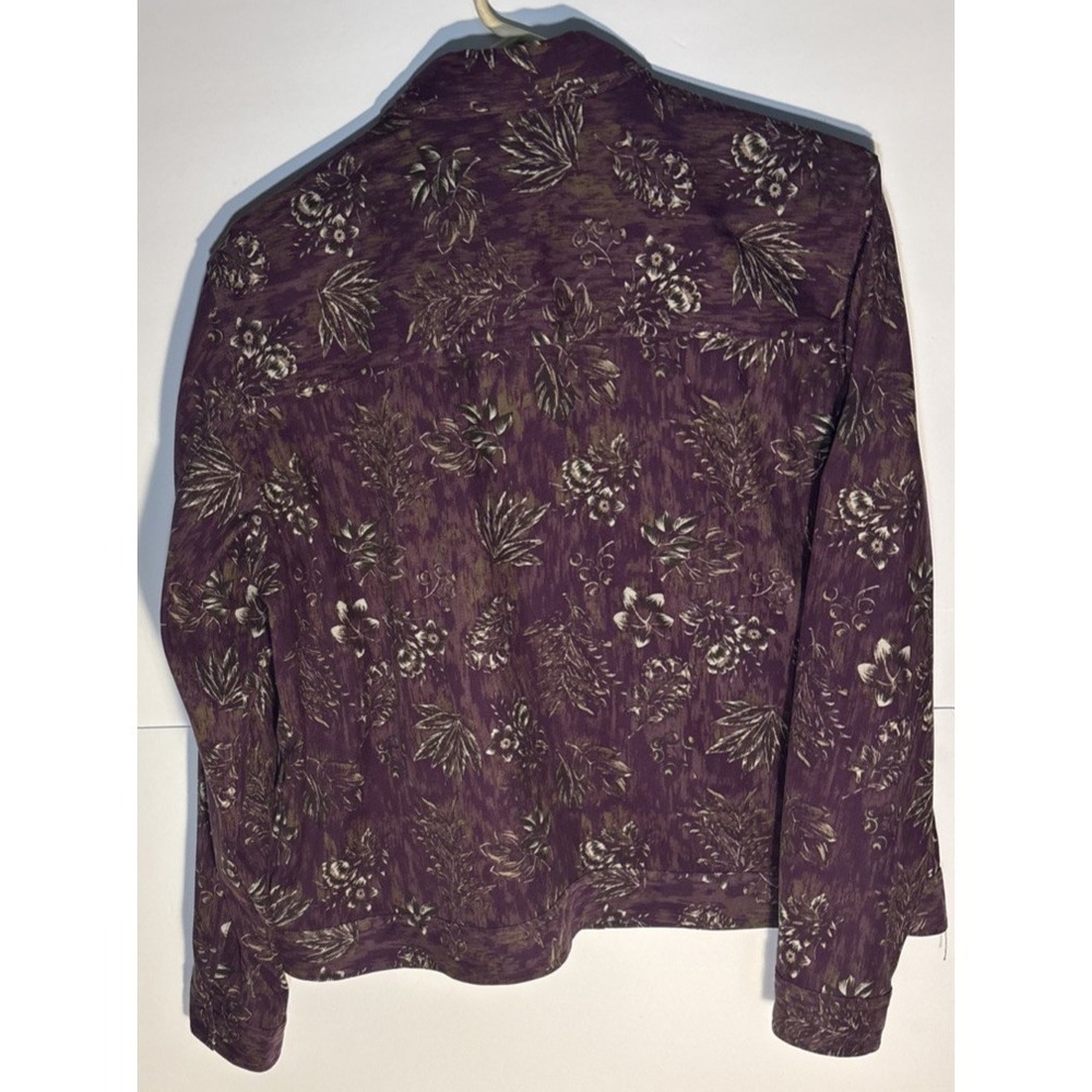 Cj Banks Stretch Button Up Shirt Jacket Floral Base color Purple Long Sleeve XL - Picture 2 of 9